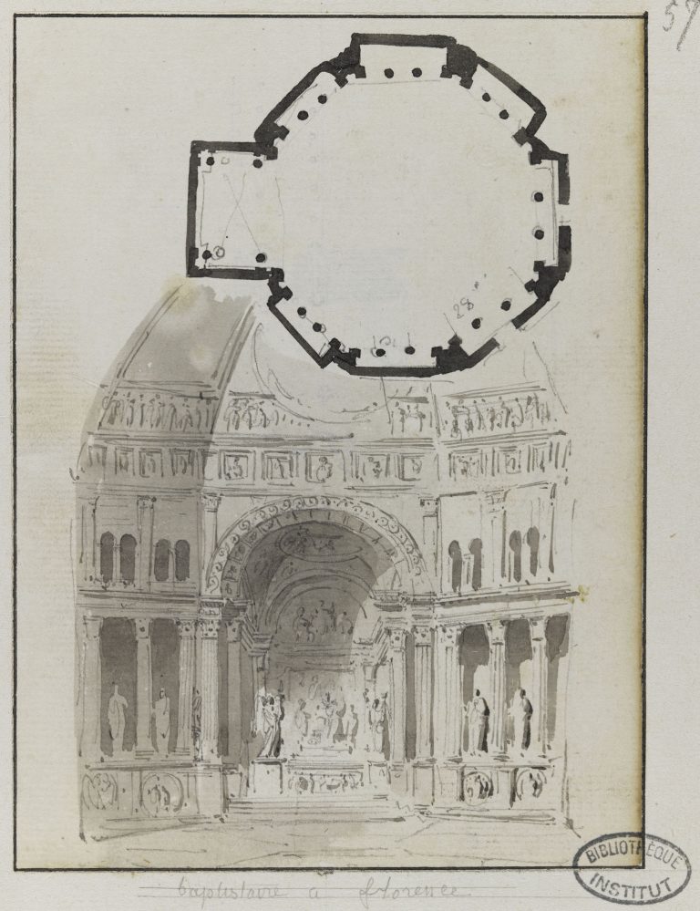 Charles Percier, Plan et élévation du Baptistère San Giovanni à Florence.