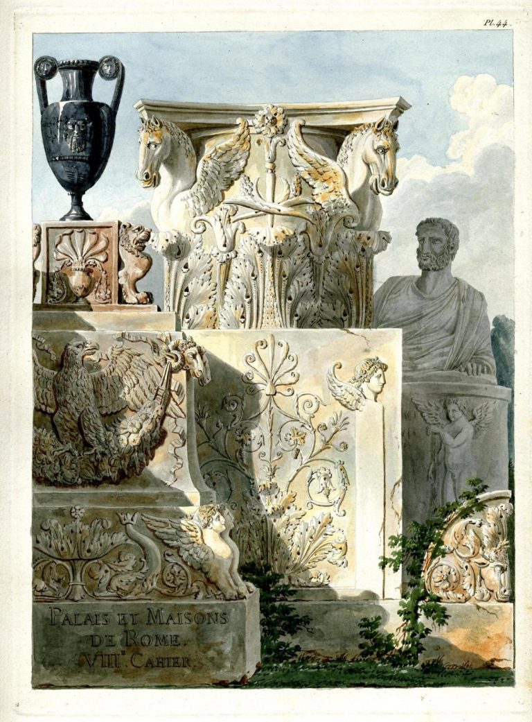 Charles Percier, Compositions de fragments de ruines - Bibliothèque de l’INHA – collections Jacques Doucet - Licence Ouverte / Open