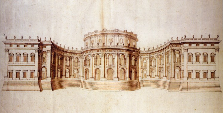Premier projet de Gian Lorenzo Bernini pour le Louvre, 1664 (Louvre, Département des Arts Graphiques)